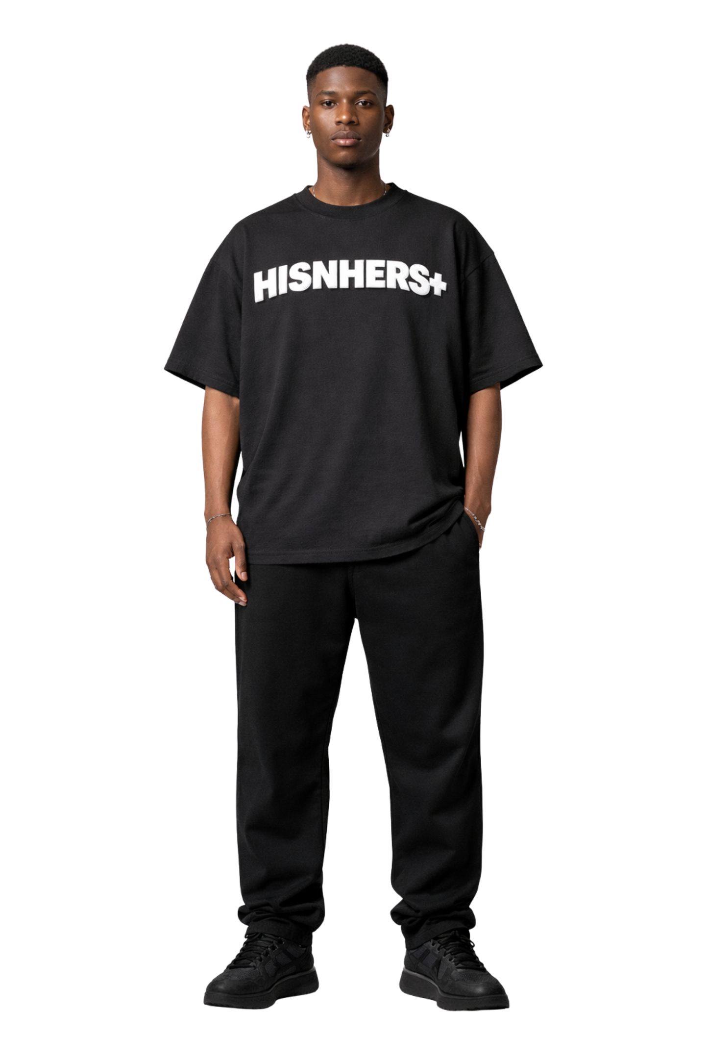 HISNHERS+ Heavyweight Puff Print Tee - Black/White