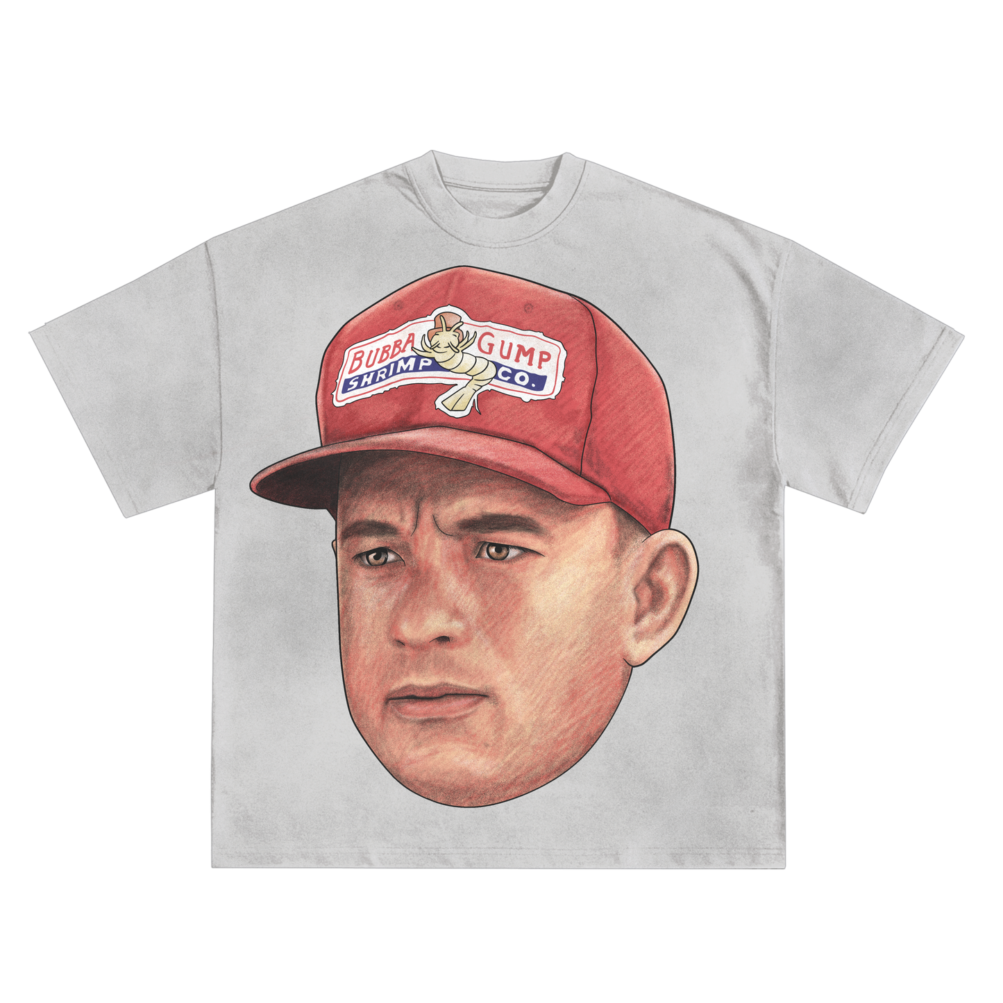 TOM HANKS 'BUBBA GUMP HAT' RELAXED FIT T-SHIRT IN BLACK OR WHITE