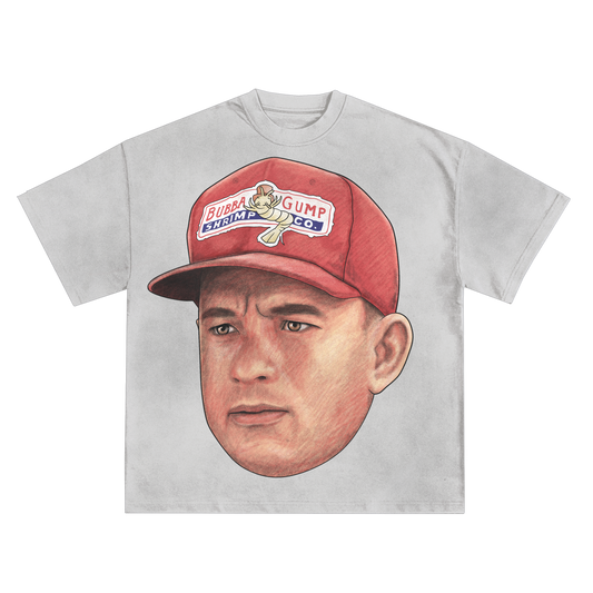 TOM HANKS 'BUBBA GUMP HAT' RELAXED FIT T-SHIRT IN BLACK OR WHITE