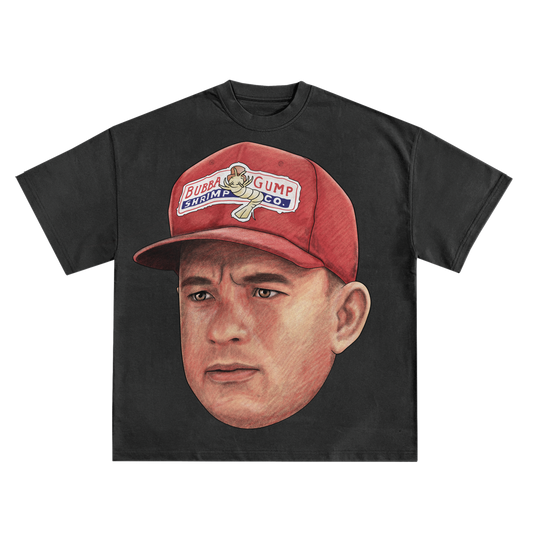 TOM HANKS 'BUBBA GUMP HAT' RELAXED FIT T-SHIRT IN BLACK OR WHITE