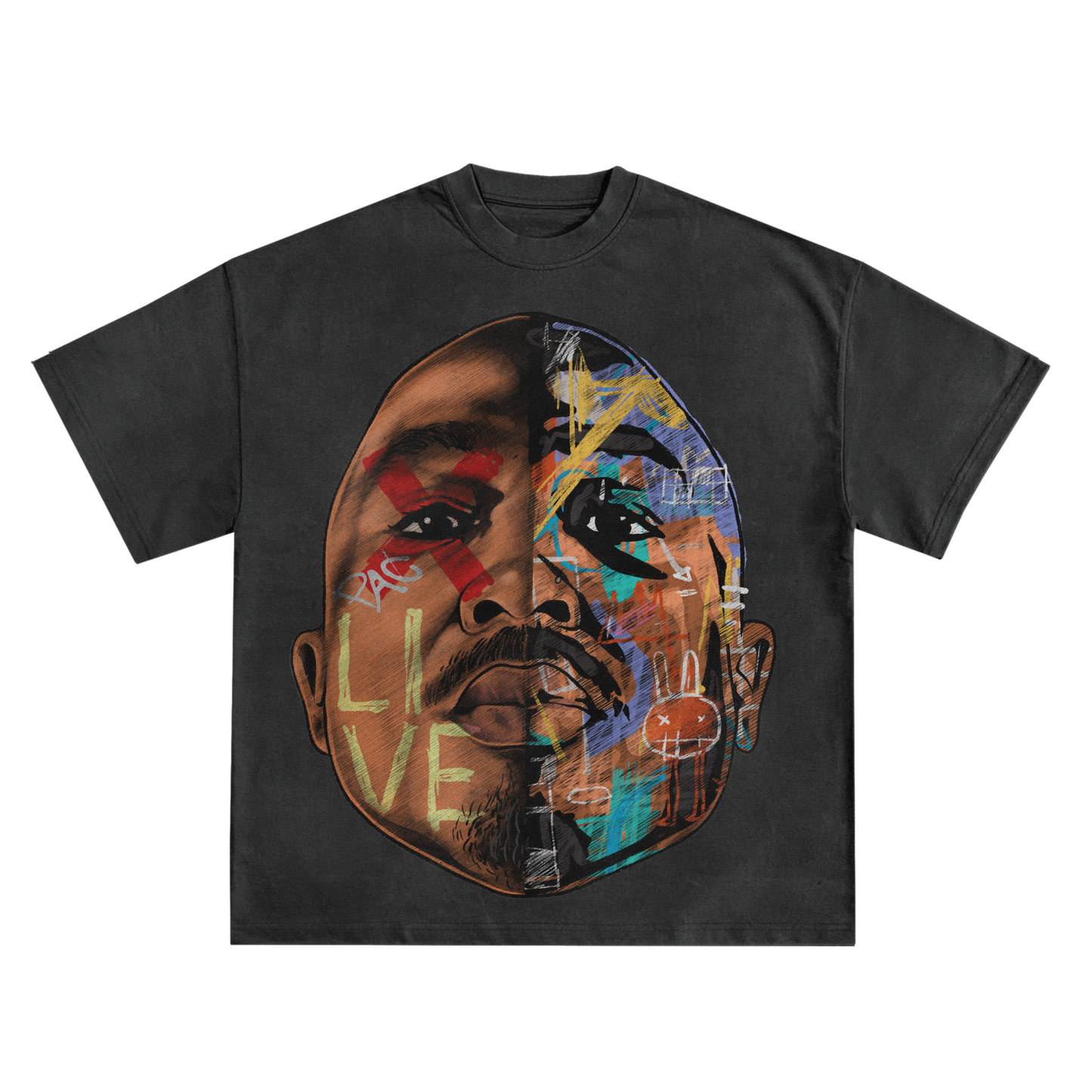 Tupac (2pac) Gemini Relaxed Fit T-Shirt in Black or White