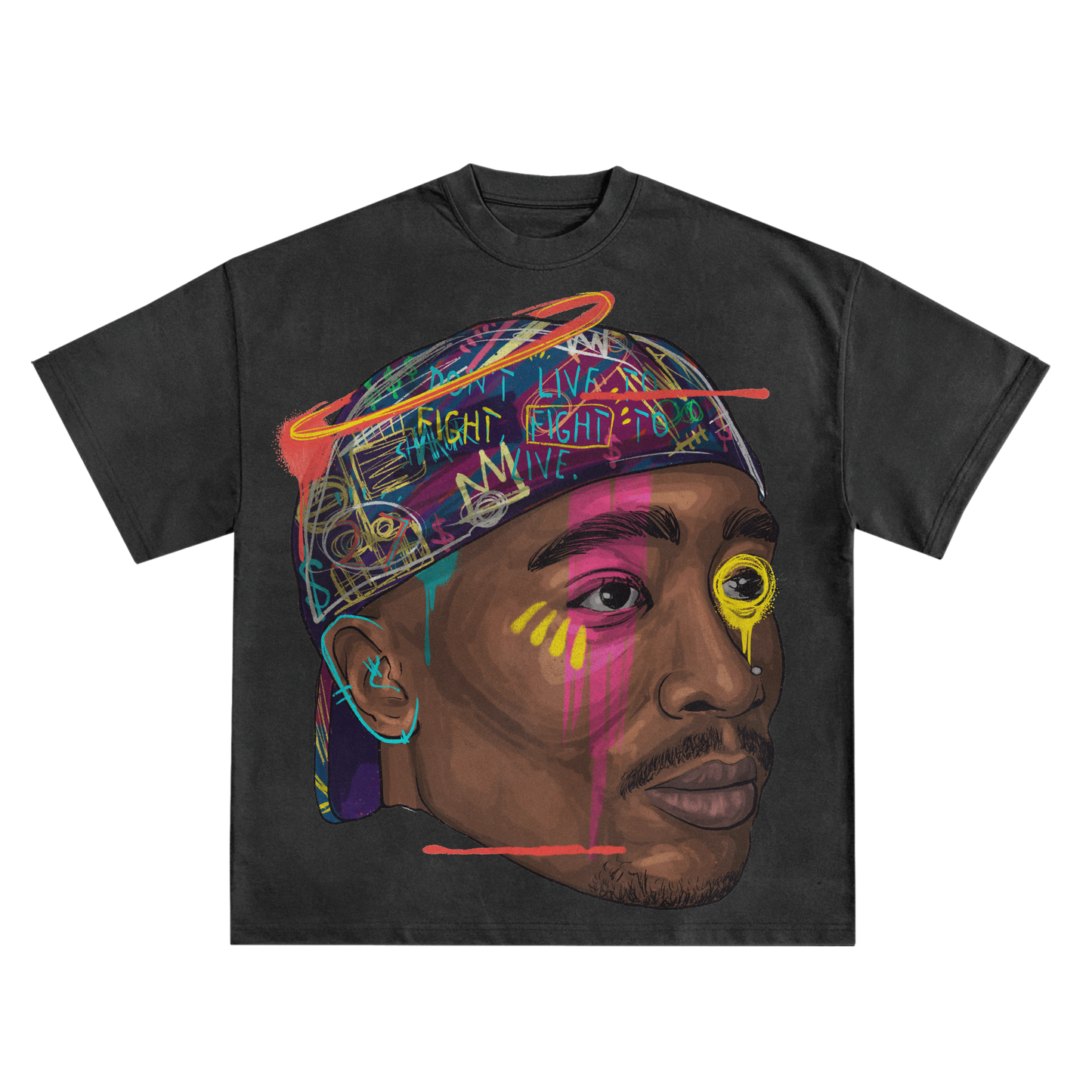 Tupac (2pac) Pop Art Relaxed Fit T-Shirt in Black or White