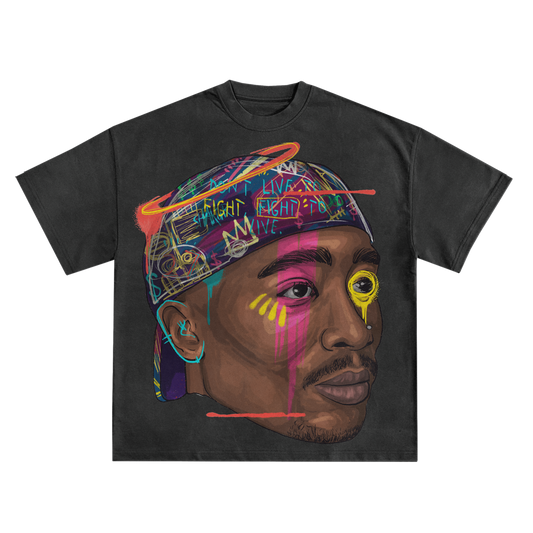 Tupac (2pac) Pop Art Relaxed Fit T-Shirt in Black or White