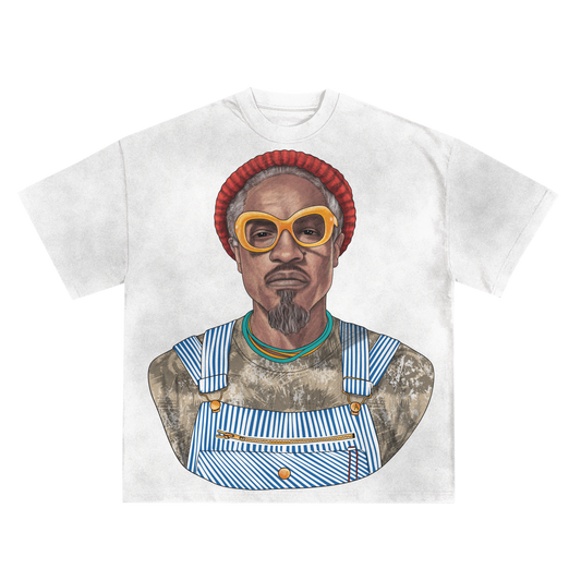 ANDRE 3000 '3 STACKS' RELAXED FIT T-SHIRT IN WHITE OR BLACK