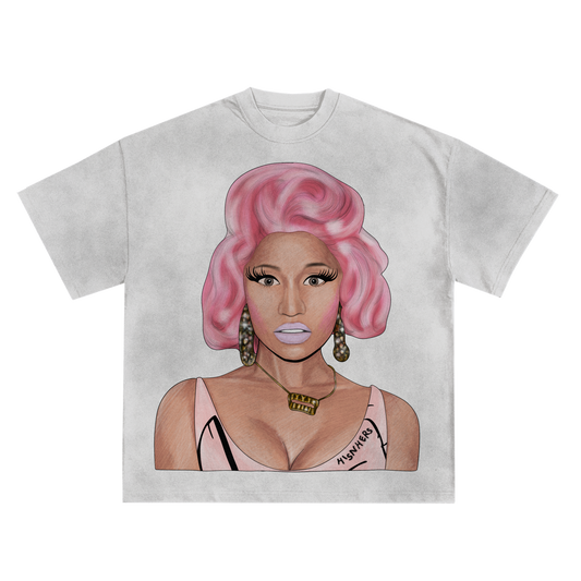 NICKI MINAJ 'PINK HAIR' RELAXED FIT T-SHIRT IN BLACK OR WHITE