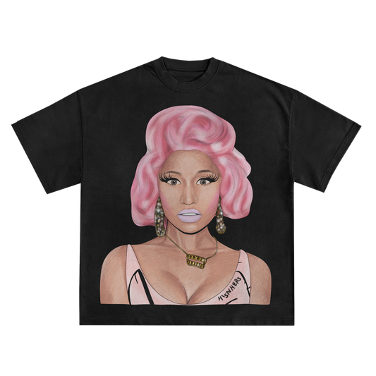 NICKI MINAJ 'PINK HAIR' RELAXED FIT T-SHIRT IN BLACK OR WHITE