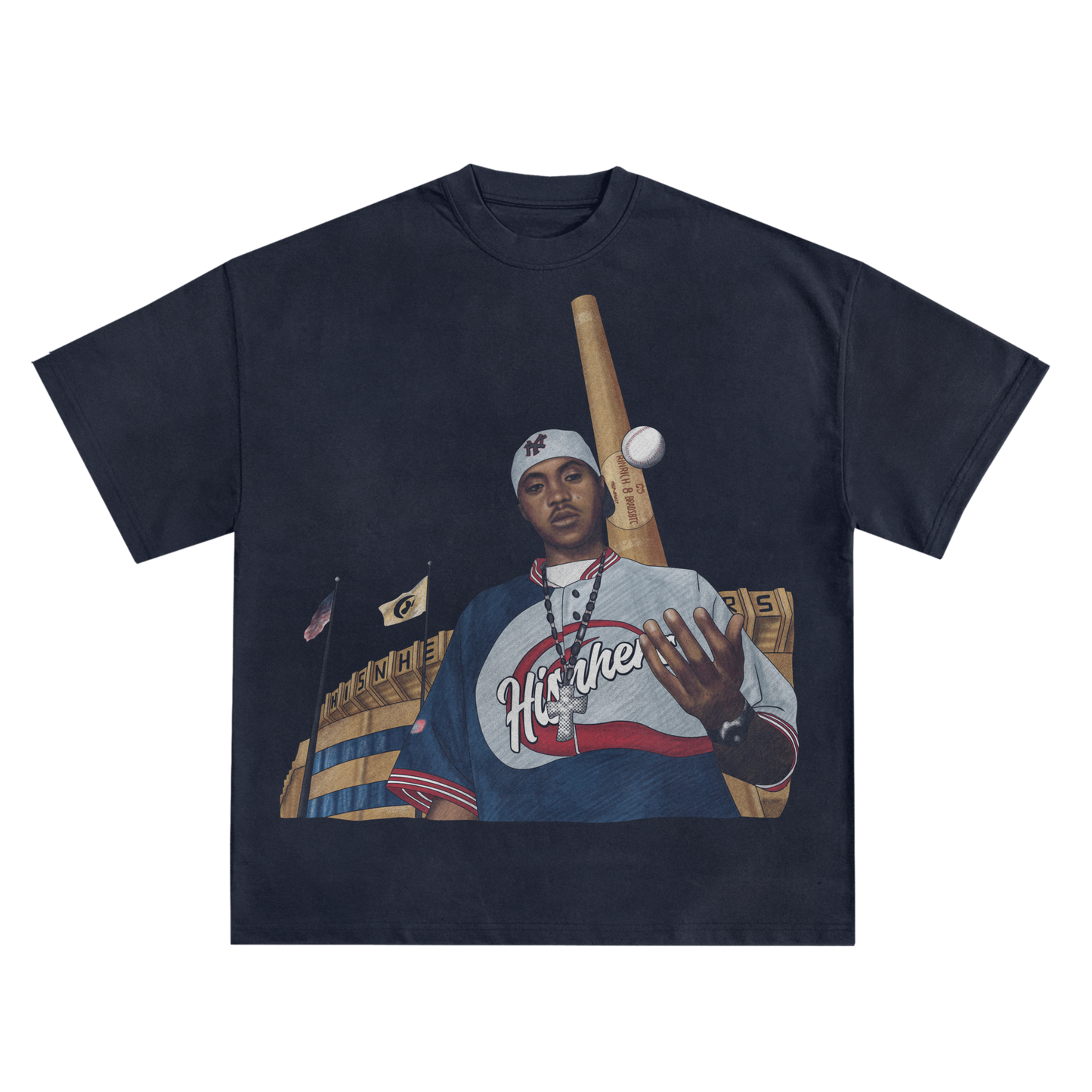 NAS 'NY STATE OF MIND' RELAXED FIT T-SHIRT IN NAVY OR WHITE
