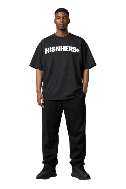 HISNHERS+ Heavyweight Puff Print Tee - Black/White