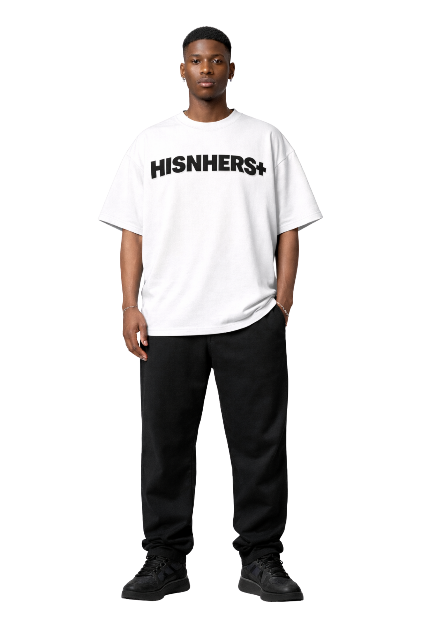 HISNHERS+ Heavyweight Puff Print Tee - White/Black