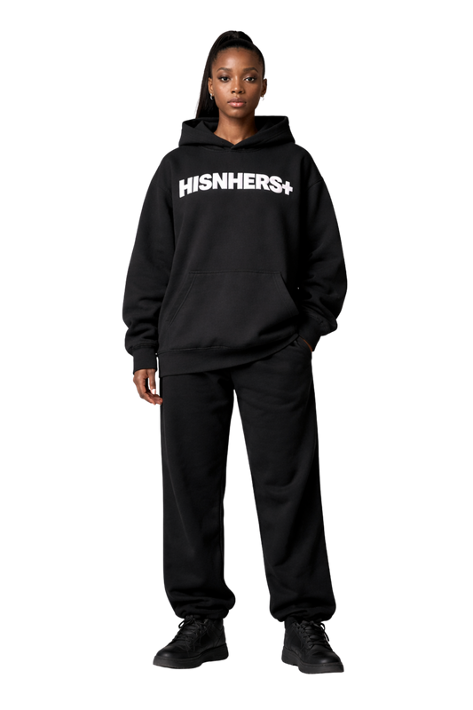 HISNHERS+ Relax Hoodie Puff Print - Black/White