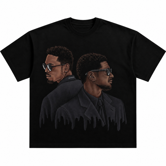CHRIS BROWN & USHER 'THE R&B TOUR' TRIBUTE RELAXED FIT T-SHIRT IN BLACK OR WHITE