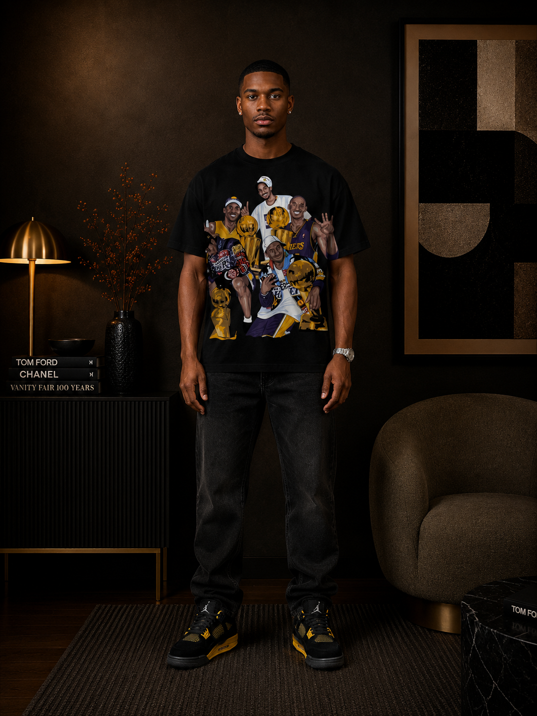 KOBE 'FIVE RINGS' MAMBA MENTALITY TRIBUTE TEE IN BLACK OR WHITE LIMITED EDITION /24