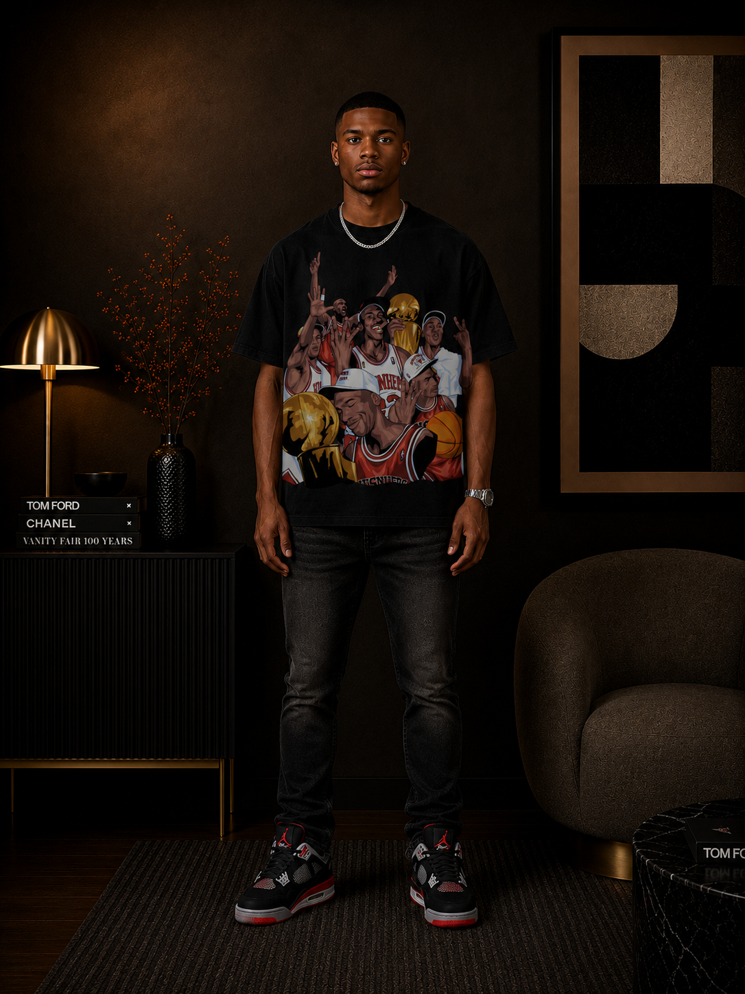 JORDAN '6 RINGS' TRIBUTE T-SHIRT IN BLACK OR WHITE LIMITED EDITION /23