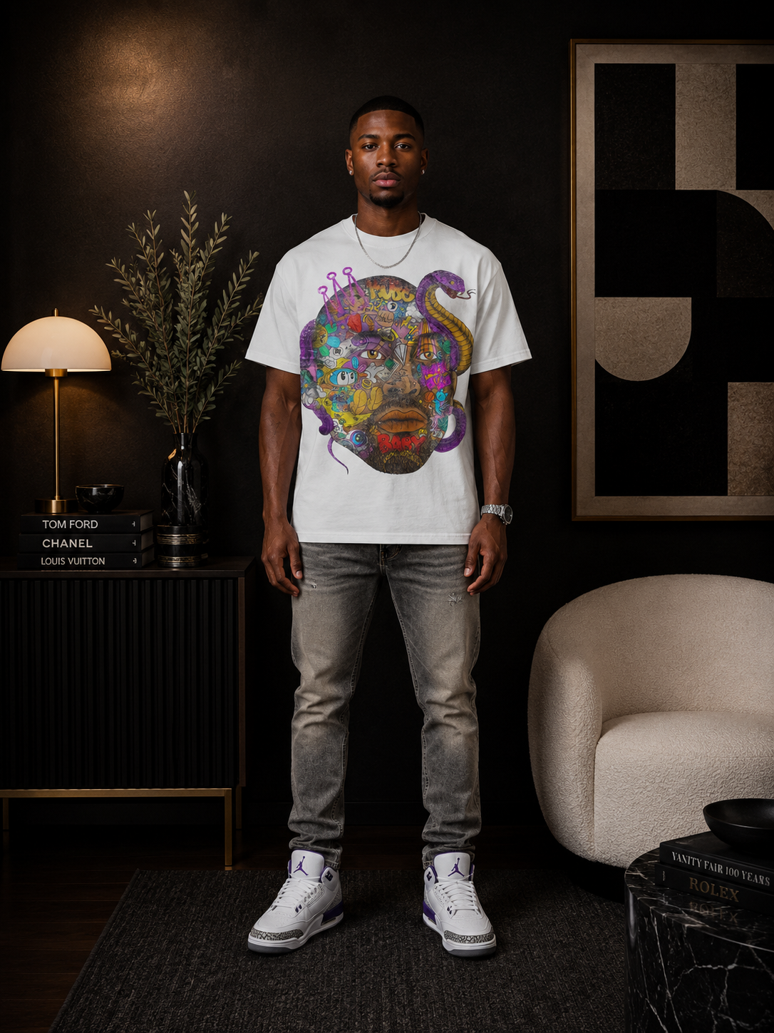 Kobe Bryant Black Mamba Relaxed Fit TRIBUTE T-Shirt in Black or White