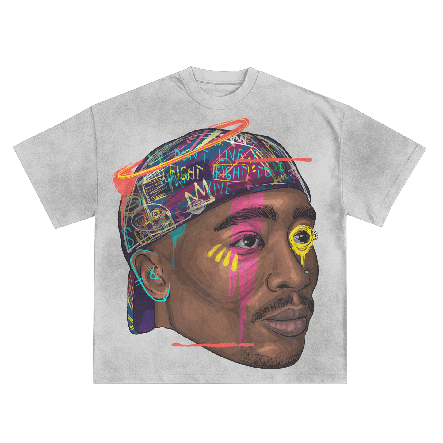 Tupac (2pac) Pop Art Relaxed Fit T-Shirt in Black or White