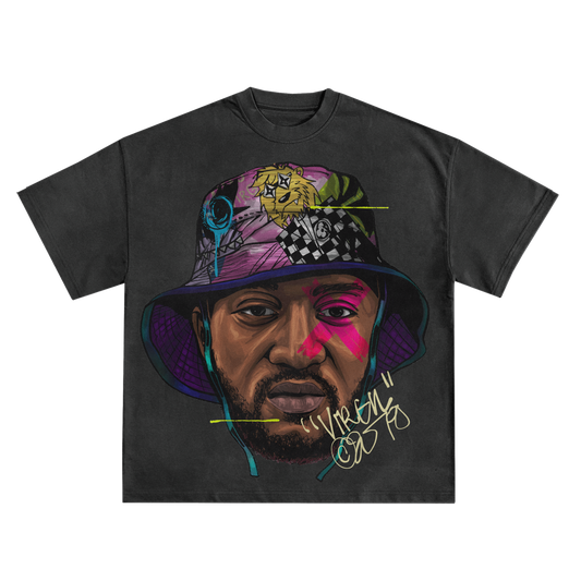 VIRGIL ABLOH 'BUCKET HAT' RELAXED FIT T-SHIRT IN BLACK OR WHITE